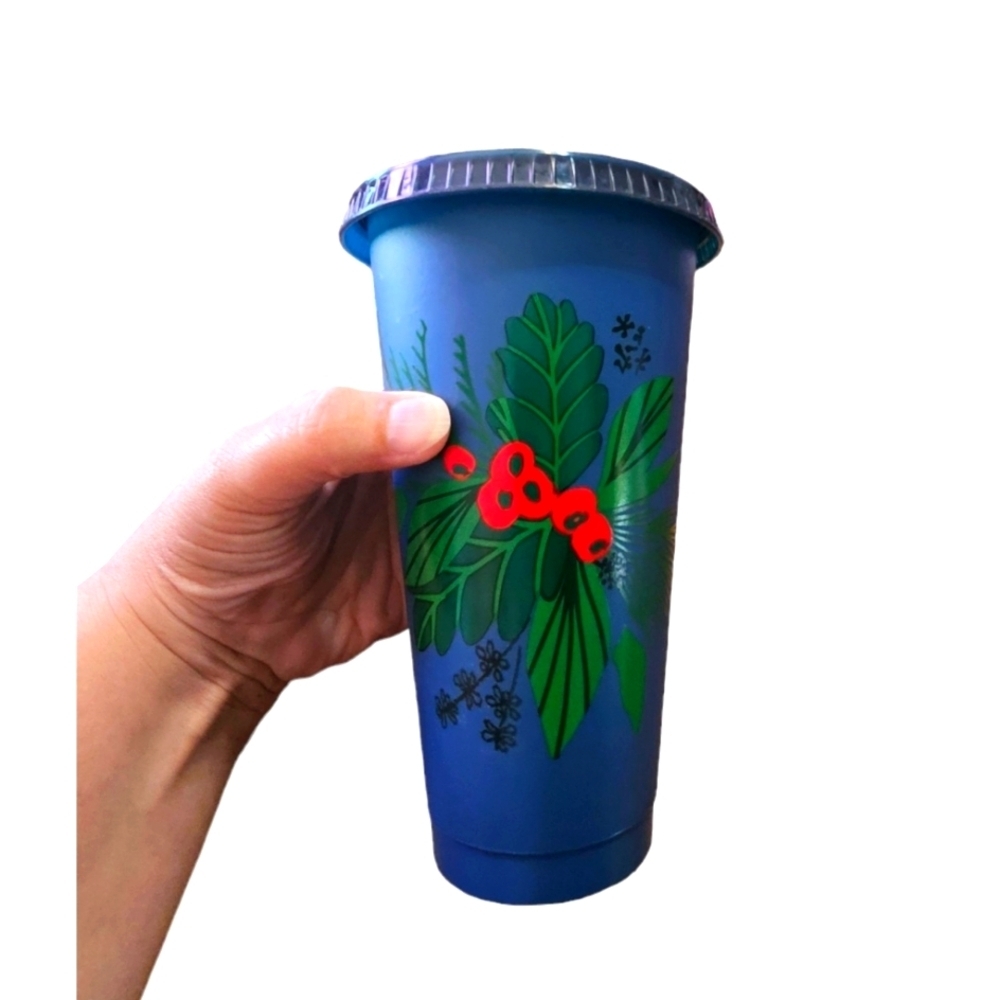 Starbucks Reusable cup Blue Holly design 2021